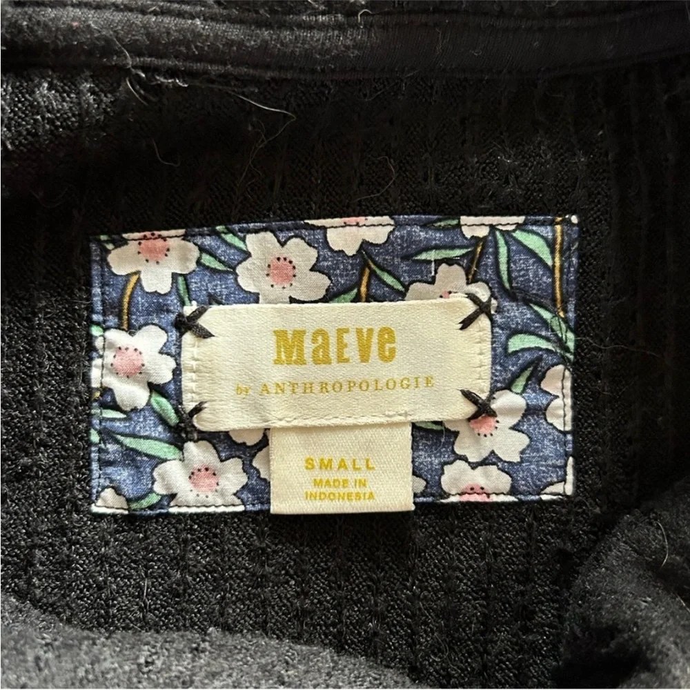 Anthropologie Maeve | Women’s Black Cowl Neck Long Sleeve Ruffle Hem Sweater, S